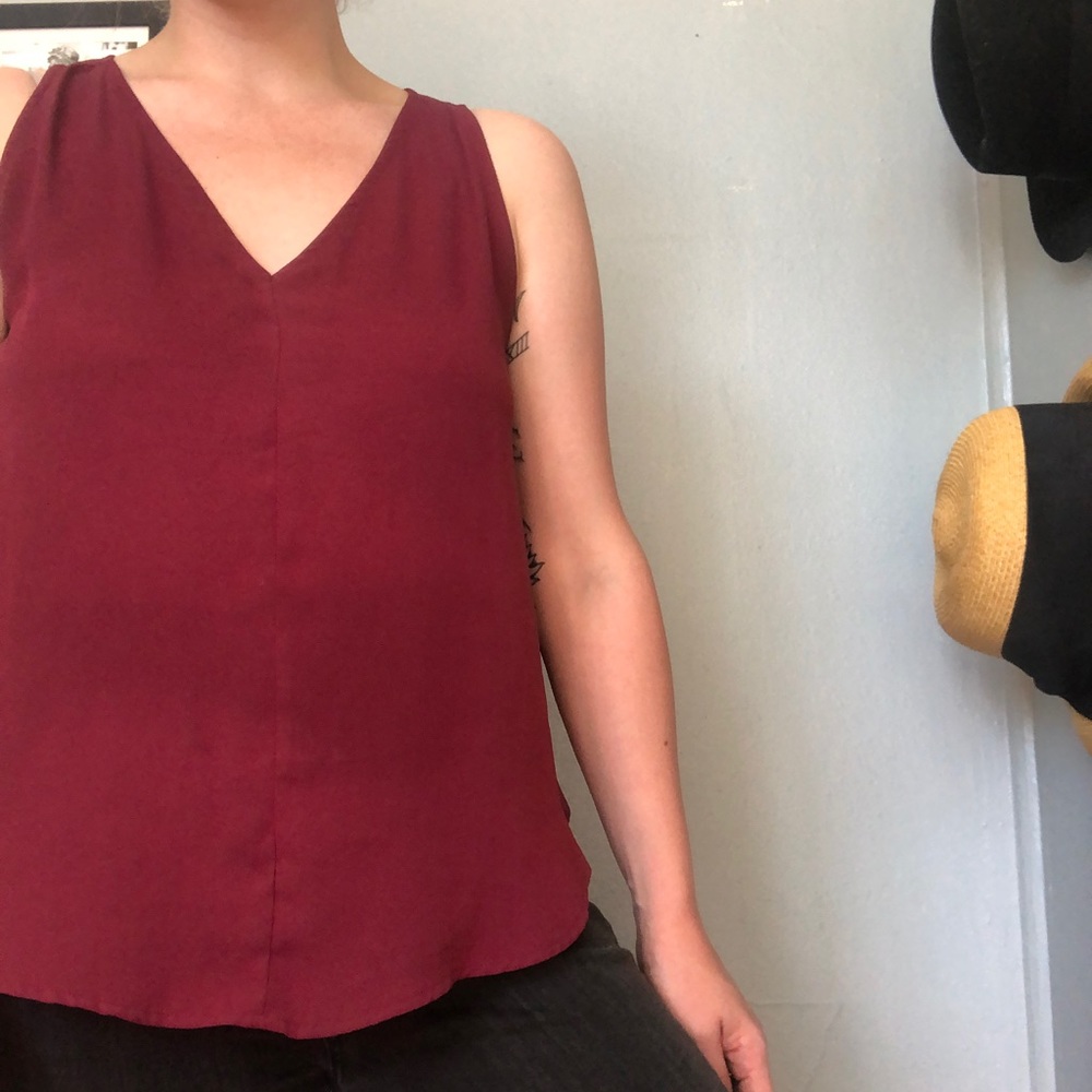 Burgundy Business Casual Tank Blouse